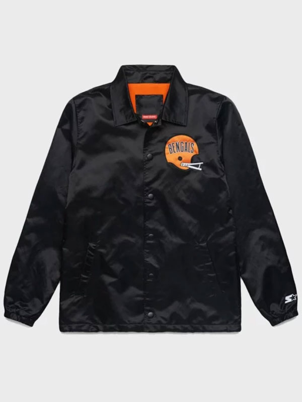 HOMAGE X Starter Bengals Coach Black Satin Jacket