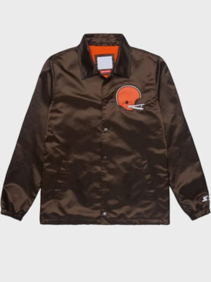 HOMAGE X Starter Browns Coach Brown Satin Jacket
