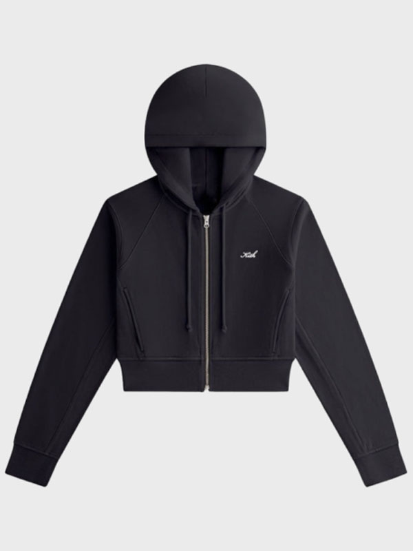 Kith Women Davin Black Cropped Zip-up Hoodie