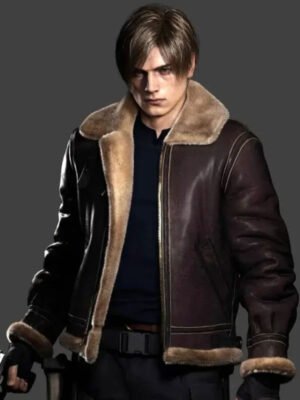 Leon Kennedy Resident Evil 4 Remake leather bomber jacket