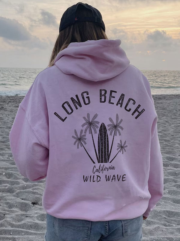 Long Beach California Wild Waves Oversized Hoodie