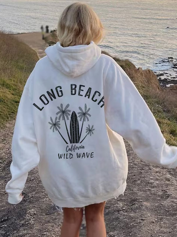 Long Beach California Wild Waves Oversized Hoodie