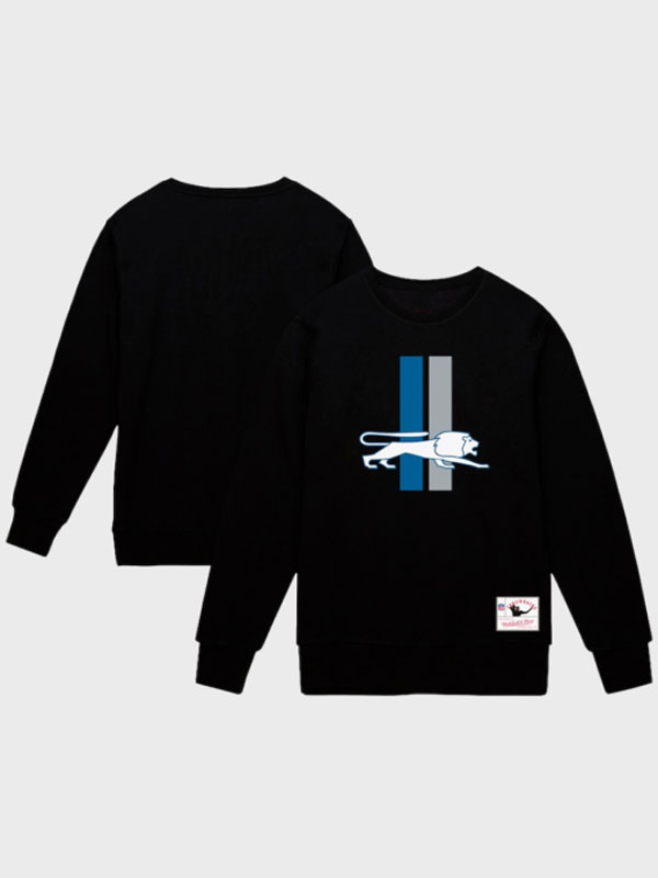 NFL Detroit Lions Mitchell & Ness Black Pullover Sweatshirt