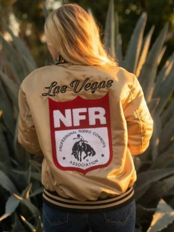 NFR Las Vegas Silk Golden Satin Bomber Jacket