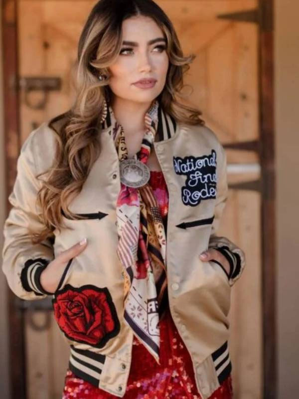 NFR Las Vegas Silk Golden Satin Bomber Jacket