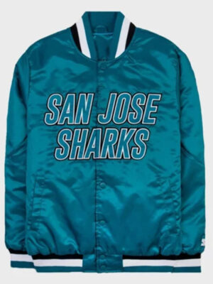 NHL San Jose Sharks Blue Satin Varsity Jacket