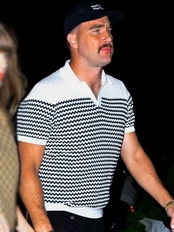 NYC Travis Kelce Striped Polo Shirt