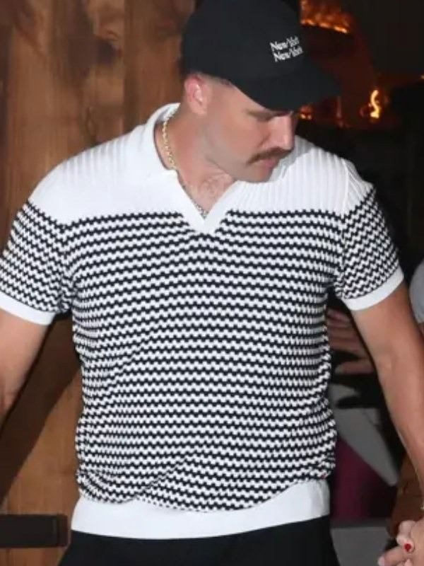 NYC Travis Kelce Striped Polo Shirt
