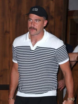 NYC Travis Kelce Striped Polo Shirt