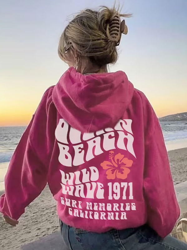 Ocean Beach Wild Waves 1971 Oversized Hoodie