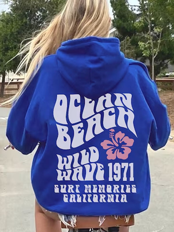 Ocean Beach Wild Waves 1971 Oversized Hoodie