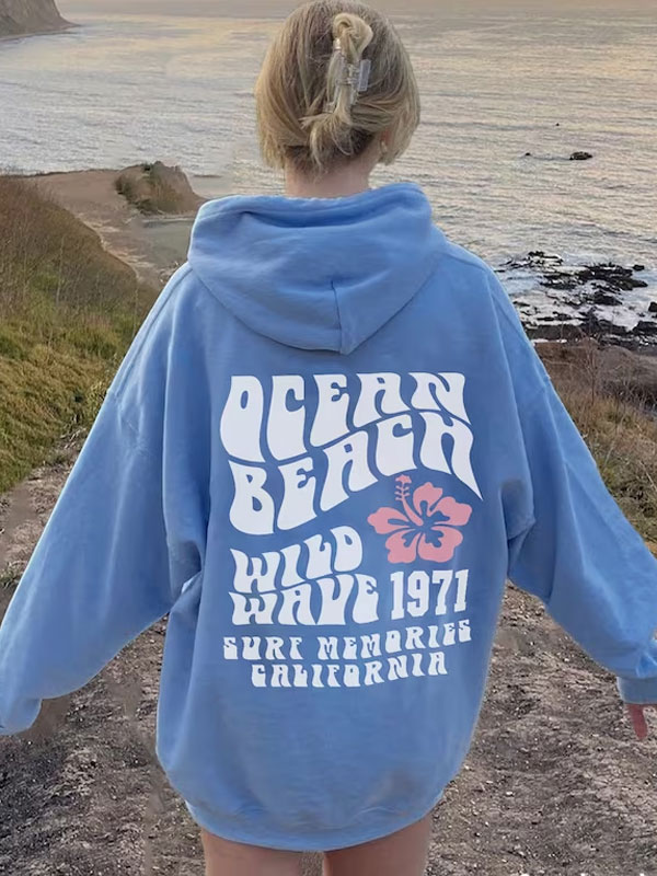 Pull à Capuche Enfant Imprimé Beach Wild 1971 - Hiver, Coupe Ample, Fille, Garçon