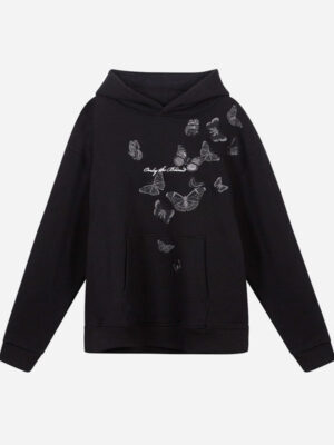 Only For Blind Butterfly Printed Pullover Hoodie