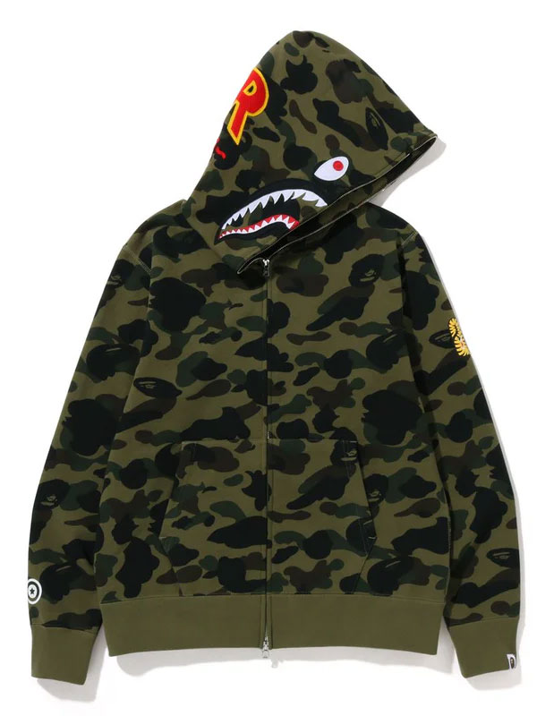 PORN 1st Camo 2nd Shark Fleece Zip-up Hoodie
