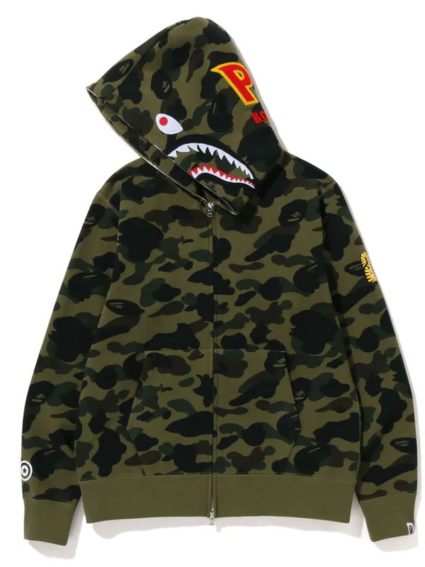 PORN 1st Camo 2nd Shark Fleece Zip-up Hoodie