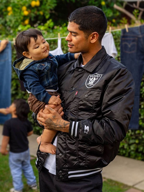 Raiders Levi’s X Starter Black Satin Jacket