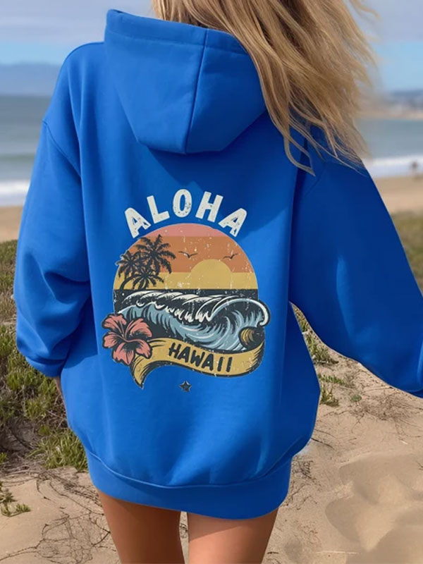 Retro Hawaii Aloha Summer Beach Oversized Hoodie