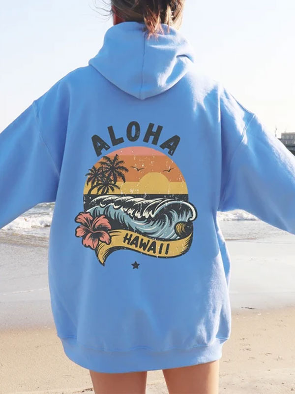 Retro Hawaii Aloha Summer Beach Oversized Hoodie