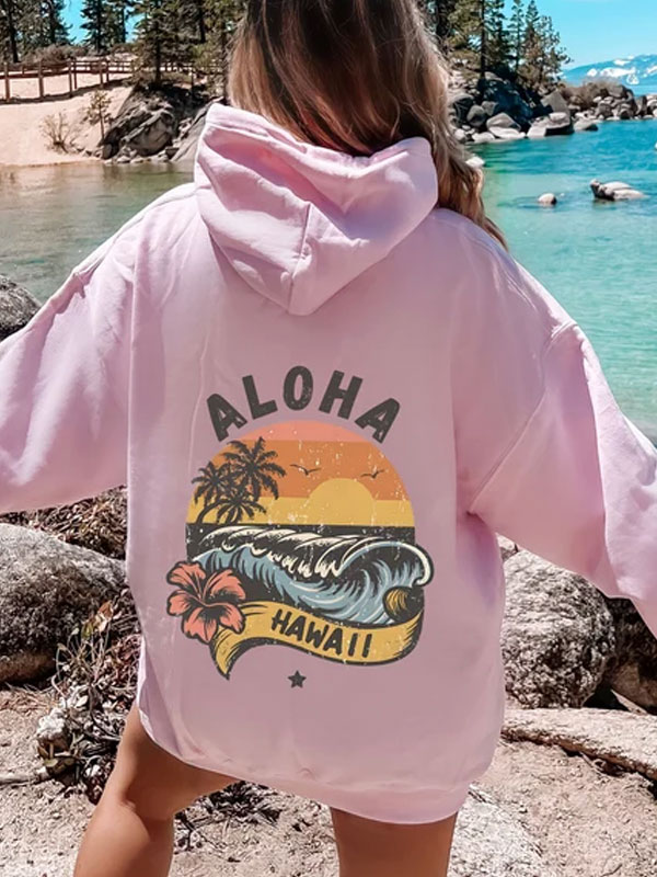 Retro Hawaii Aloha Summer Beach Oversized Hoodie