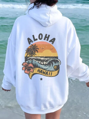 Retro Hawaii Aloha Summer Beach Oversized Hoodie