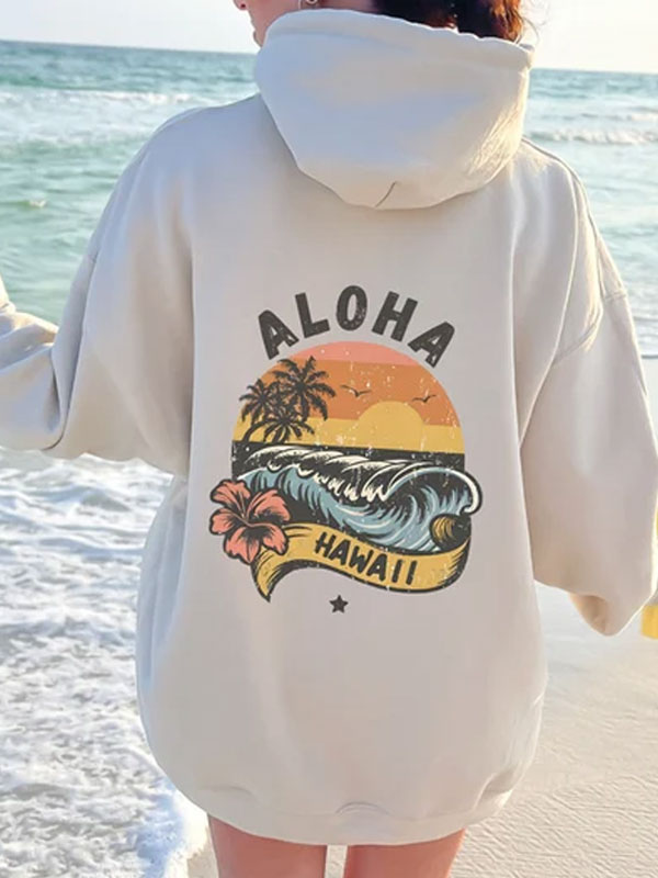 Retro Hawaii Aloha Summer Beach Oversized Hoodie
