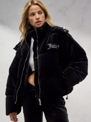 Rosalia Juicy Couture Black Hooded Puffer Jacket