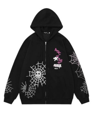 Spider Web Demon Winner Fleece Zip-Up Hoodie