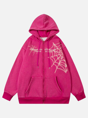 Spiderweb Printed Fleece Full-Zip Hoodie