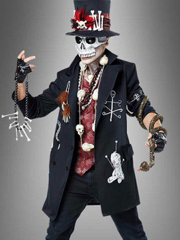 Spooky Voodoo Priest Cotton Black Coat