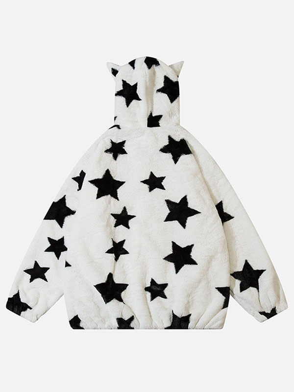 Star Sharp Corners Zip-Up White Hoodie