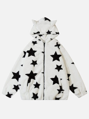 Star Sharp Corners Zip-Up White Hoodie