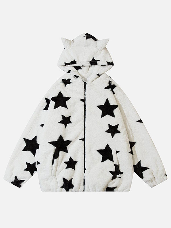 Star Sharp Corners Zip-Up White Hoodie