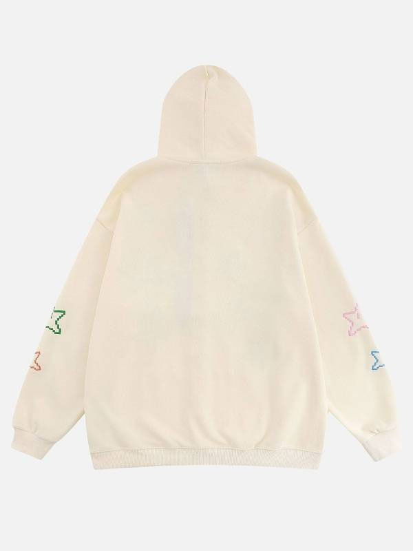 Star Unau Owed Fleece Black & Beige Zip-Up Hoodie