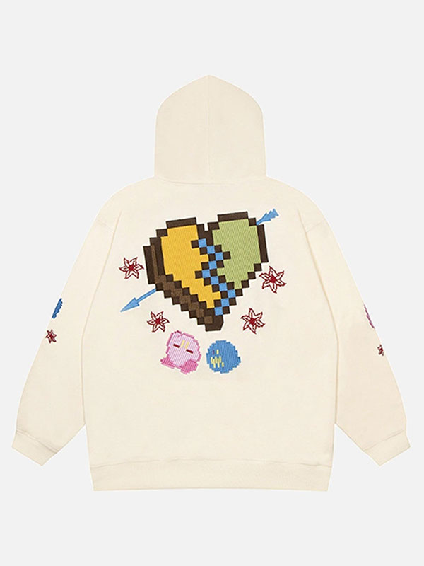 Star World Streetwear Graphic Black & Cream Zip-Up Hoodie