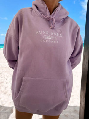 Sunkissed coconut Embroider Purple Pullover Hoodie