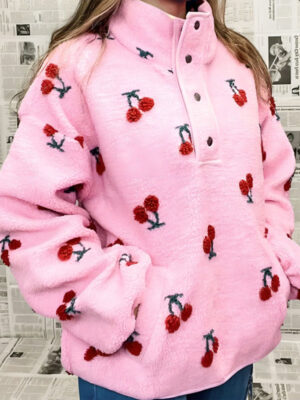 The Very Cherry Stand-Up Collar Wool Sweatshirt
