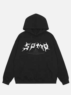 Thesupermade Skull Print Black Pullover Hoodie