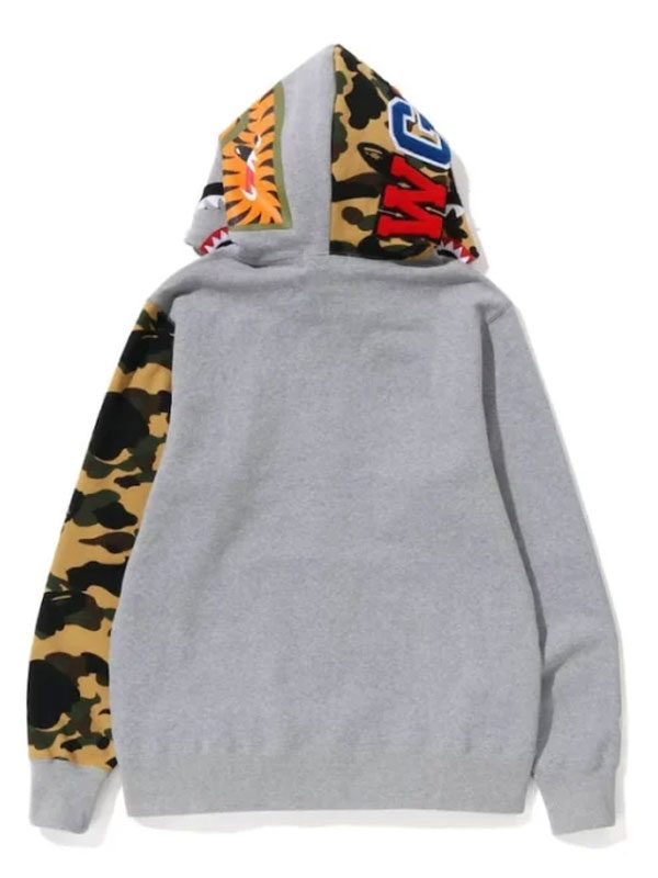 Unisex Bape Camo Shark Grey Zip-Up Hoodie