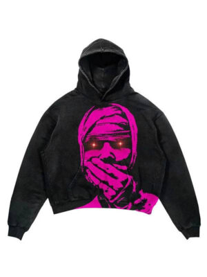 Unisex Pink Mummy Graphic Oversized Pullover Hoodie