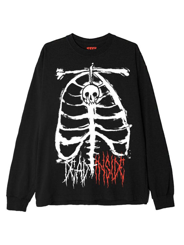 Vintage Printed Dead Inside Skully Sweatshirt