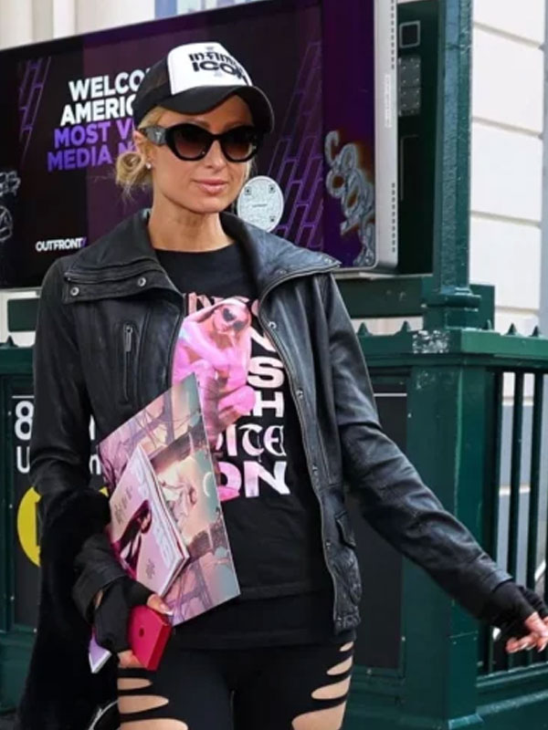 Women's Paris Hilton Infinite Icon Black Leather Jacket