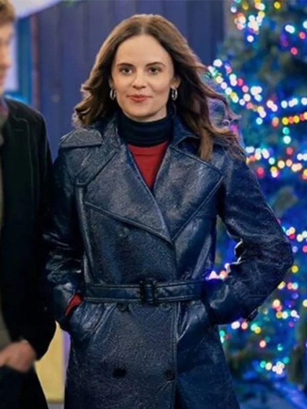 2023 Sarah Ramos Christmas In Notting Hill Leather Coat