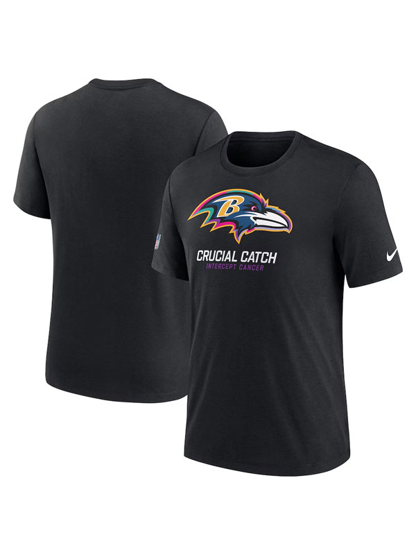 2024 NFL Crucial Catch Baltimore Ravens Black T-Shirt
