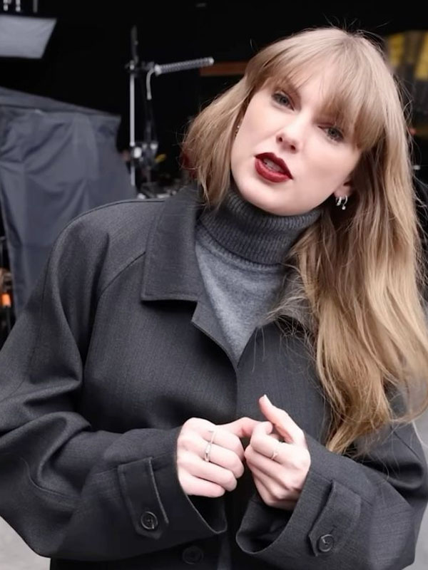 NYC Taylor Swift Black Oversized Black Wool Coat