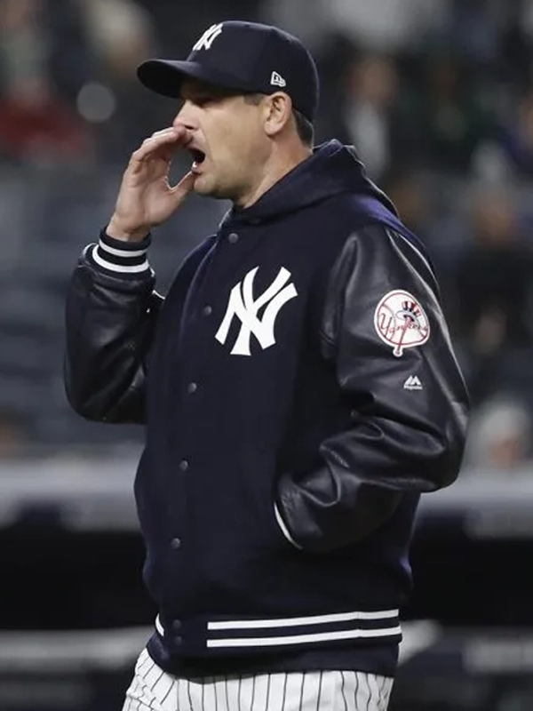 Aaron Boone New York Yankees Varsity Wool Leather Jacket