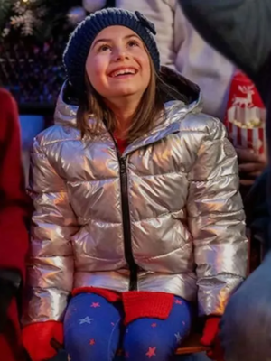 Abby Villasmil Best Christmas Ever Grey Puffer Jacket