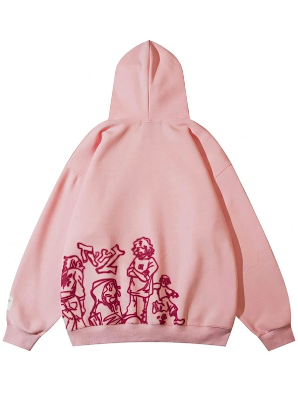 Aelfric Eden Oversized Pink Graphic Pullover Hoodie