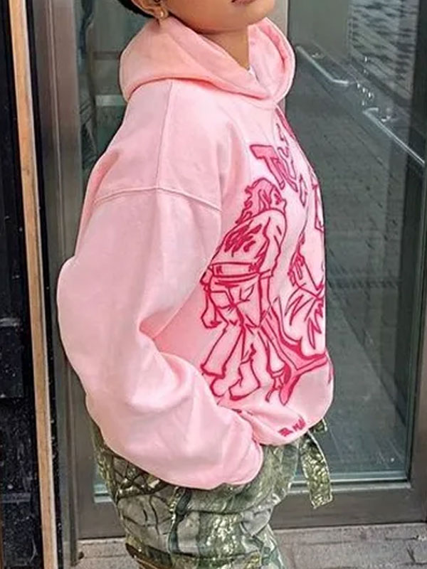 Aelfric Eden Oversized Pink Graphic Pullover Hoodie