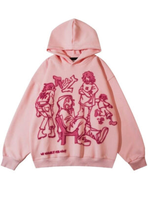 Aelfric Eden Oversized Pink Graphic Pullover Hoodie