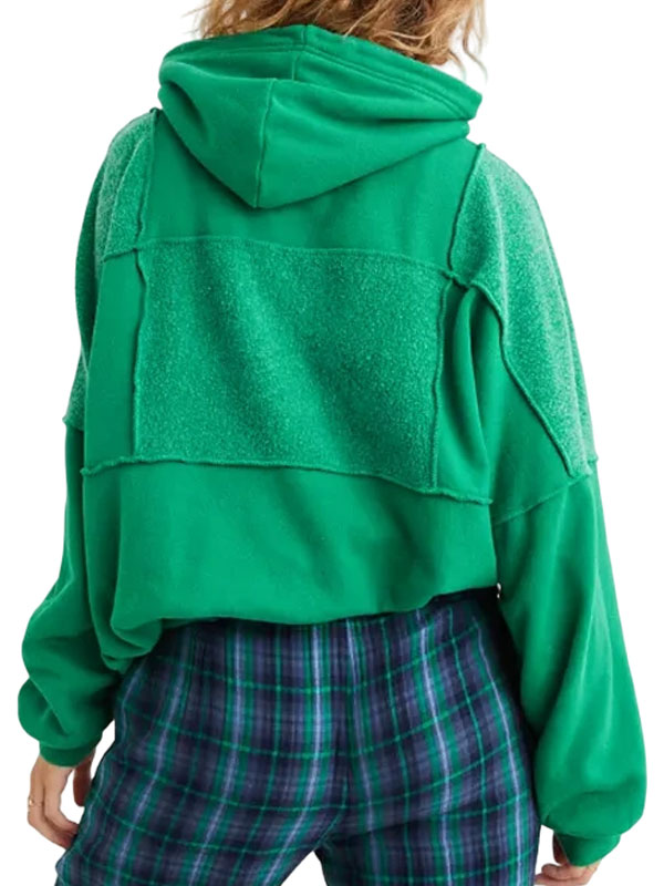 Aerie Sherpa Patchwork Fleece Oversized Pullover Hoodie
